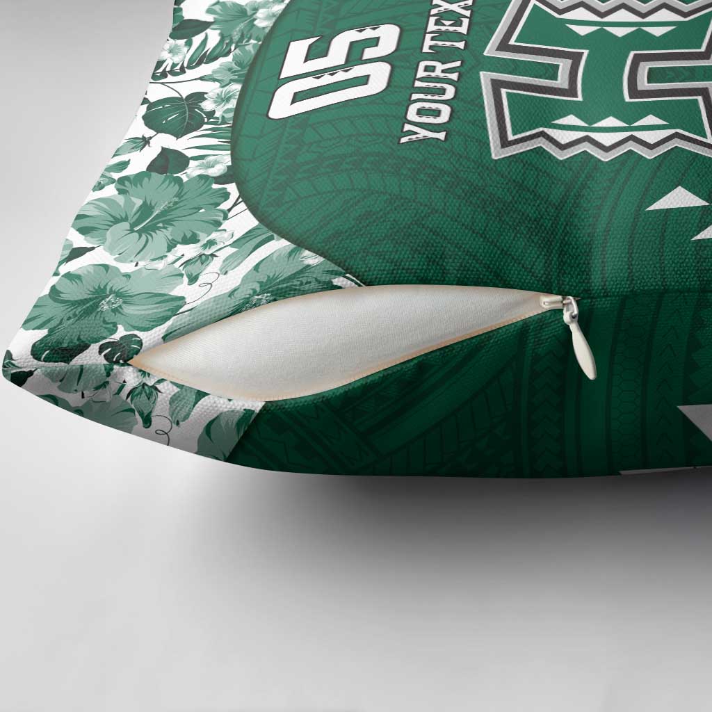 Custom Hawaii Football Pillow Cover Rainbow Warriors Tropical Vibes - Polynesian Pride