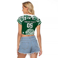 Custom Hawaii Football Raglan Cropped T Shirt Rainbow Warriors Tropical Vibes - Polynesian Pride