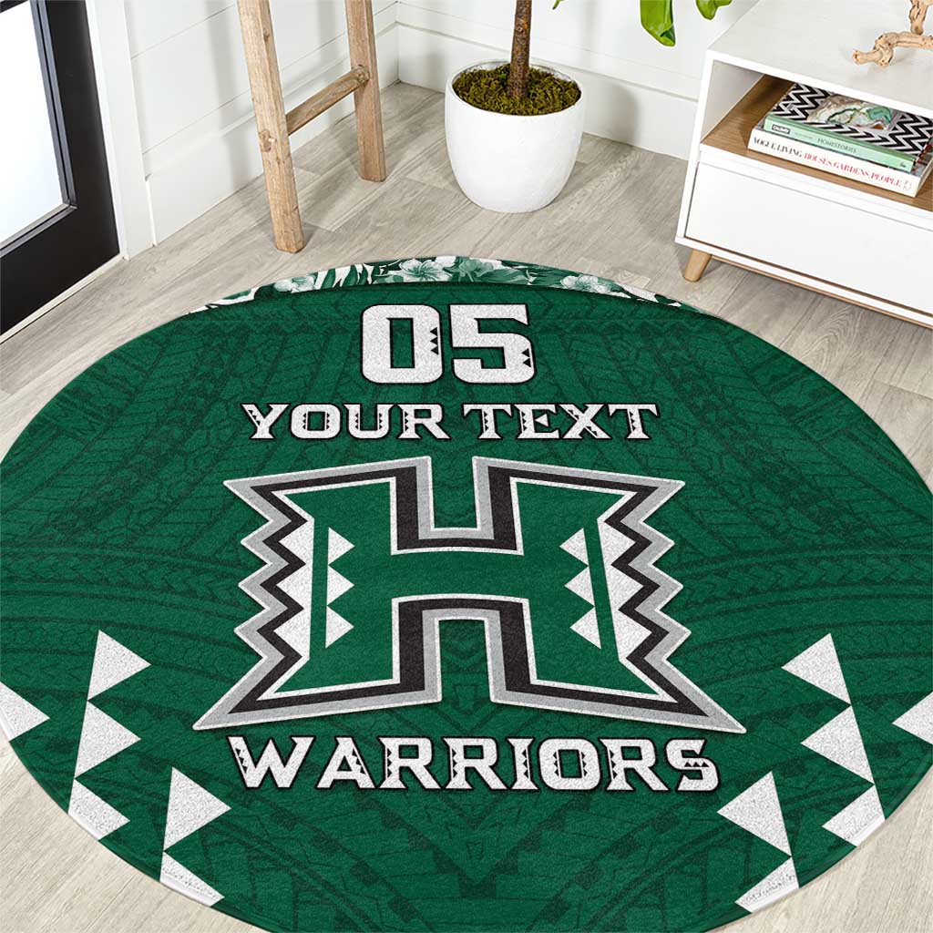 Custom Hawaii Football Round Carpet Rainbow Warriors Tropical Vibes LT05 Green - Polynesian Pride
