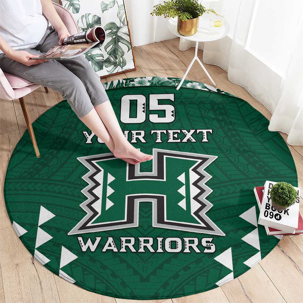 Custom Hawaii Football Round Carpet Rainbow Warriors Tropical Vibes LT05 - Polynesian Pride
