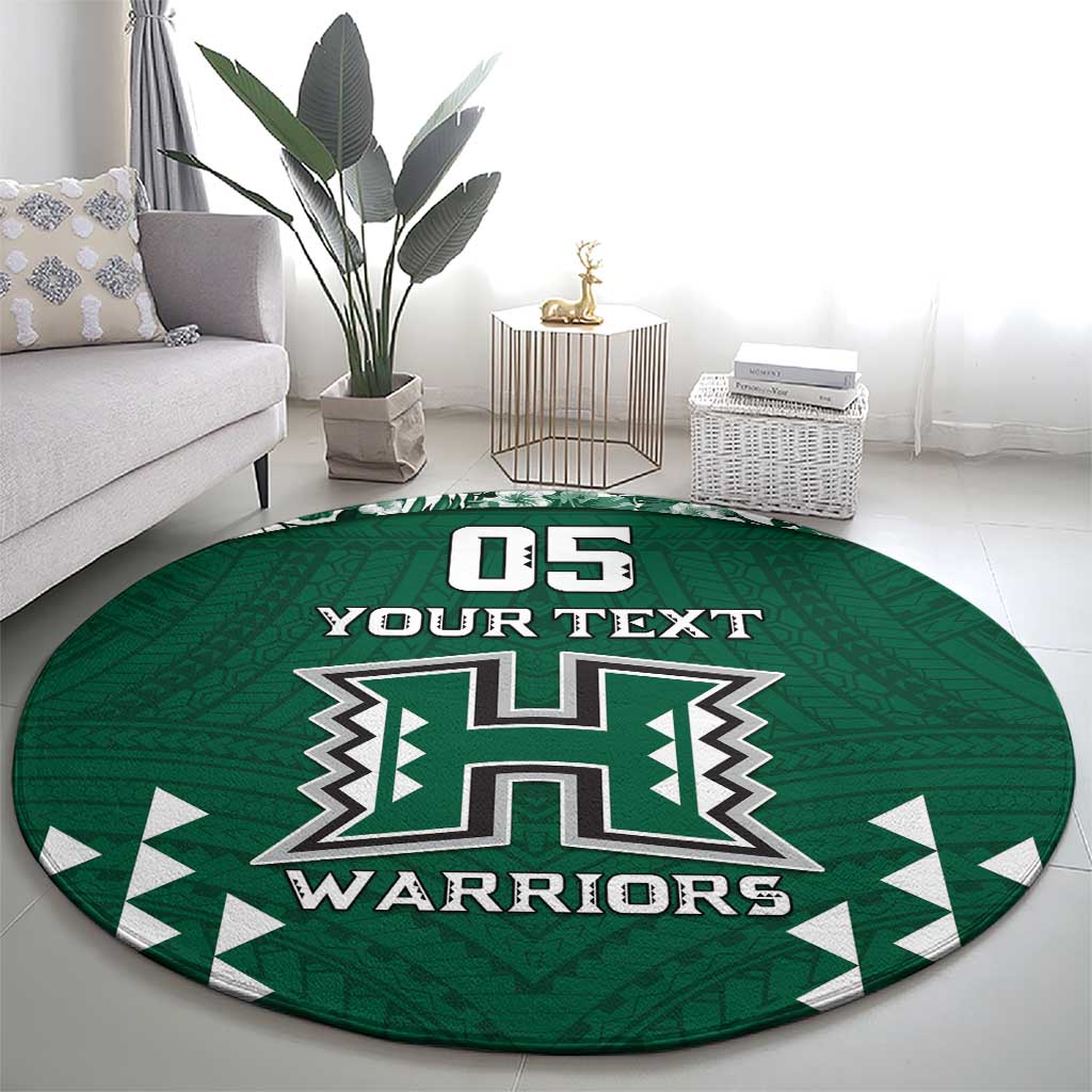 Custom Hawaii Football Round Carpet Rainbow Warriors Tropical Vibes LT05 - Polynesian Pride