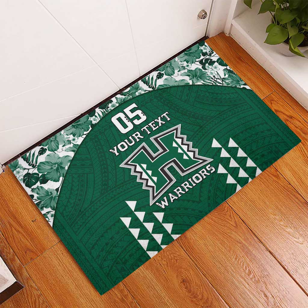 Custom Hawaii Football Rubber Doormat Rainbow Warriors Tropical Vibes LT05 - Polynesian Pride
