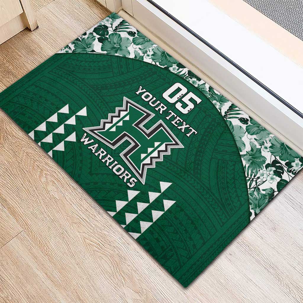 Custom Hawaii Football Rubber Doormat Rainbow Warriors Tropical Vibes LT05 - Polynesian Pride