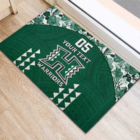 Custom Hawaii Football Rubber Doormat Rainbow Warriors Tropical Vibes LT05 - Polynesian Pride
