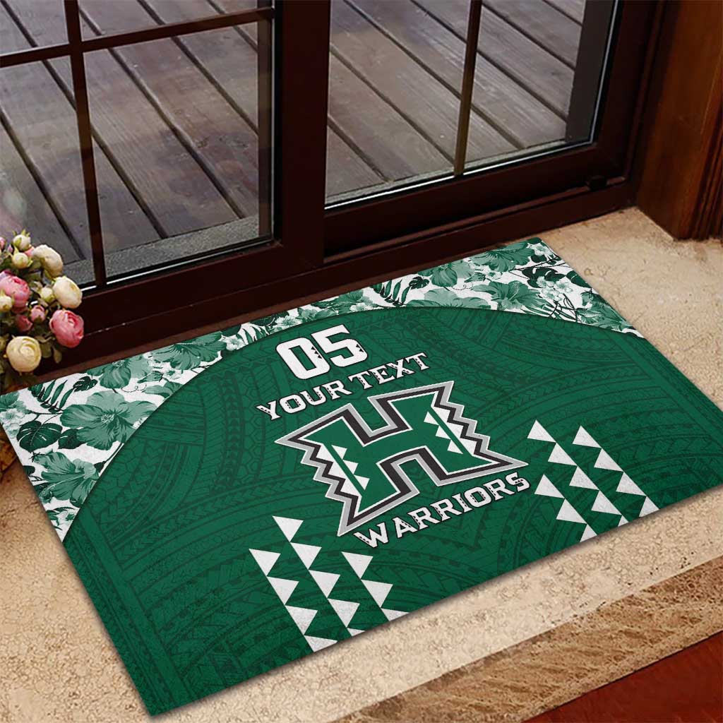 Custom Hawaii Football Rubber Doormat Rainbow Warriors Tropical Vibes LT05 - Polynesian Pride
