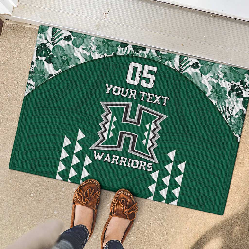 Custom Hawaii Football Rubber Doormat Rainbow Warriors Tropical Vibes LT05 - Polynesian Pride