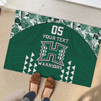 Custom Hawaii Football Rubber Doormat Rainbow Warriors Tropical Vibes LT05 - Polynesian Pride