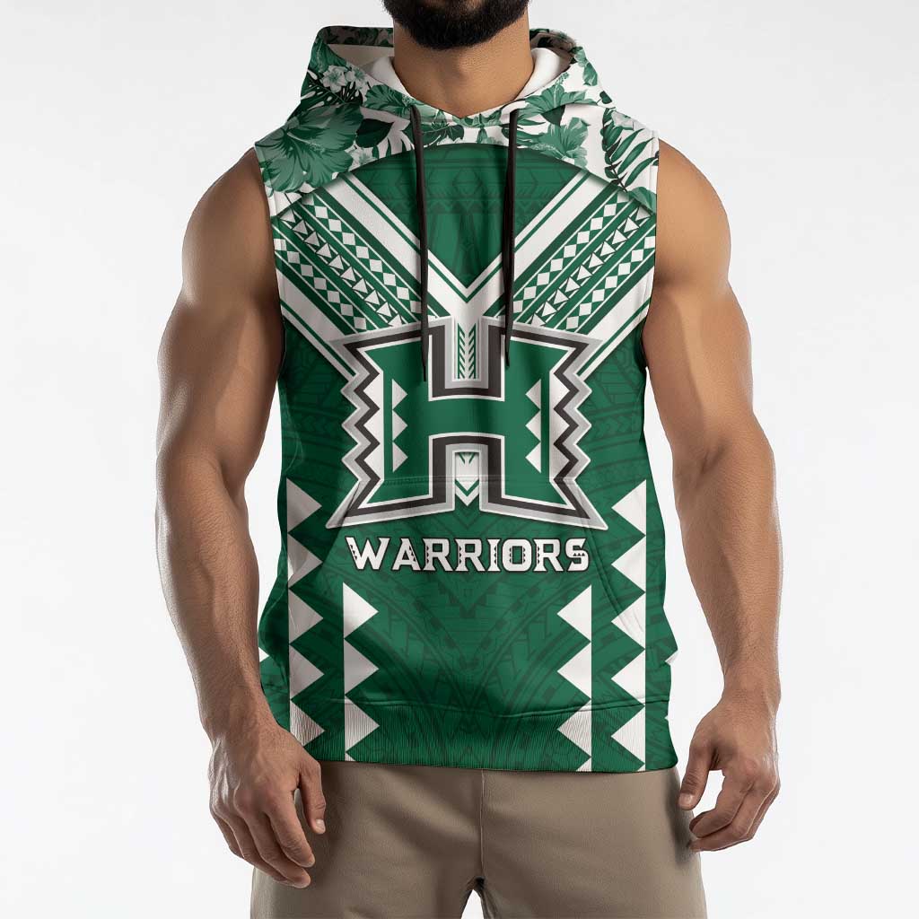 Custom Hawaii Football Sleeveless Hoodie Rainbow Warriors Tropical Vibes - Polynesian Pride
