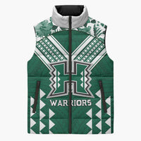 Custom Hawaii Football Sleeveless Puffer Jacket Rainbow Warriors Tropical Vibes - Polynesian Pride