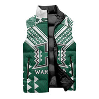 Custom Hawaii Football Sleeveless Puffer Jacket Rainbow Warriors Tropical Vibes - Polynesian Pride