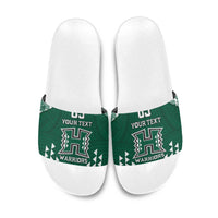 Custom Hawaii Football Slide Sandals Rainbow Warriors Tropical Vibes - Polynesian Pride