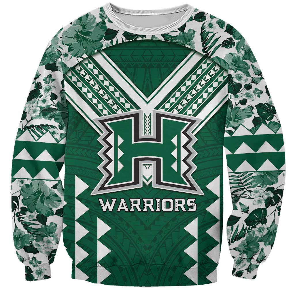 Custom Hawaii Football Sweatshirt Rainbow Warriors Tropical Vibes - Polynesian Pride