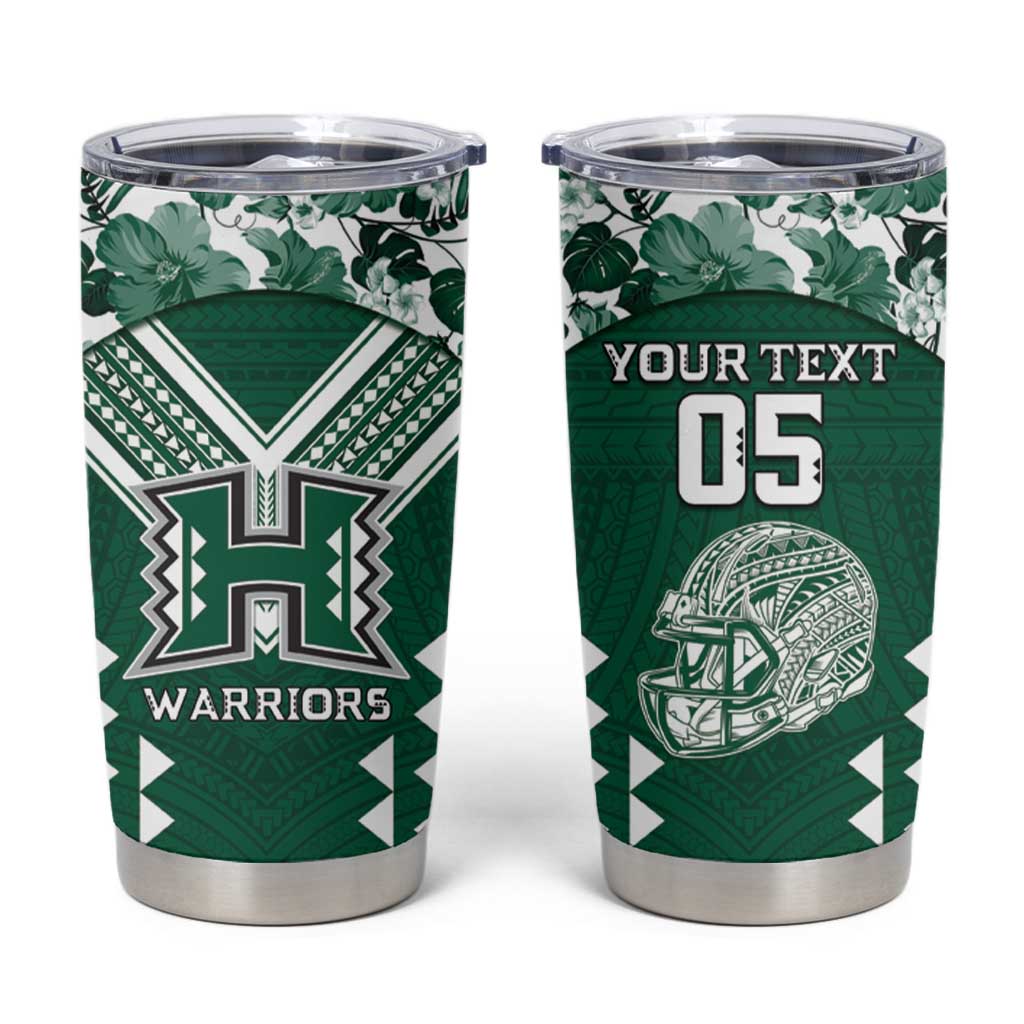 Custom Hawaii Football Tumbler Cup Rainbow Warriors Tropical Vibes - Polynesian Pride