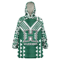 Custom Hawaii Football Wearable Blanket Hoodie Rainbow Warriors Tropical Vibes - Polynesian Pride