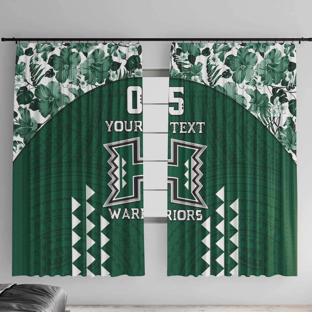 Custom Hawaii Football Window Curtain Rainbow Warriors Tropical Vibes LT05 With Hooks Green - Polynesian Pride