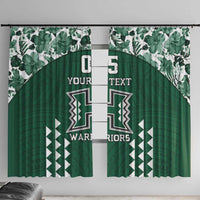 Custom Hawaii Football Window Curtain Rainbow Warriors Tropical Vibes LT05 With Hooks Green - Polynesian Pride