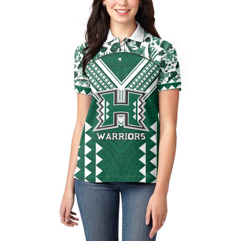 Custom Hawaii Football Women Polo Shirt Rainbow Warriors Tropical Vibes - Polynesian Pride