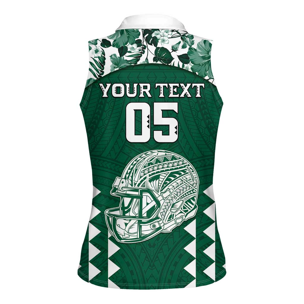 Custom Hawaii Football Women Sleeveless Polo Shirt Rainbow Warriors Tropical Vibes - Polynesian Pride