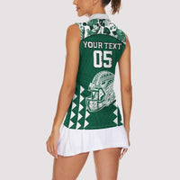 Custom Hawaii Football Women Sleeveless Polo Shirt Rainbow Warriors Tropical Vibes - Polynesian Pride