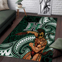Hawaii Ikaika Warrior Football Area Rug Polynesian Tribal Tattoo - Polynesian Pride