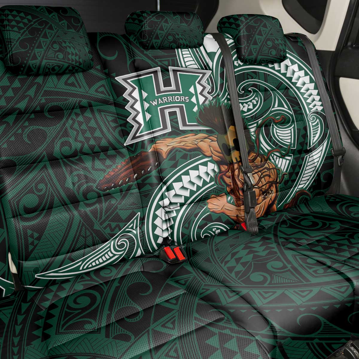 Hawaii Ikaika Warrior Football Back Car Seat Cover Polynesian Tribal Tattoo - Polynesian Pride