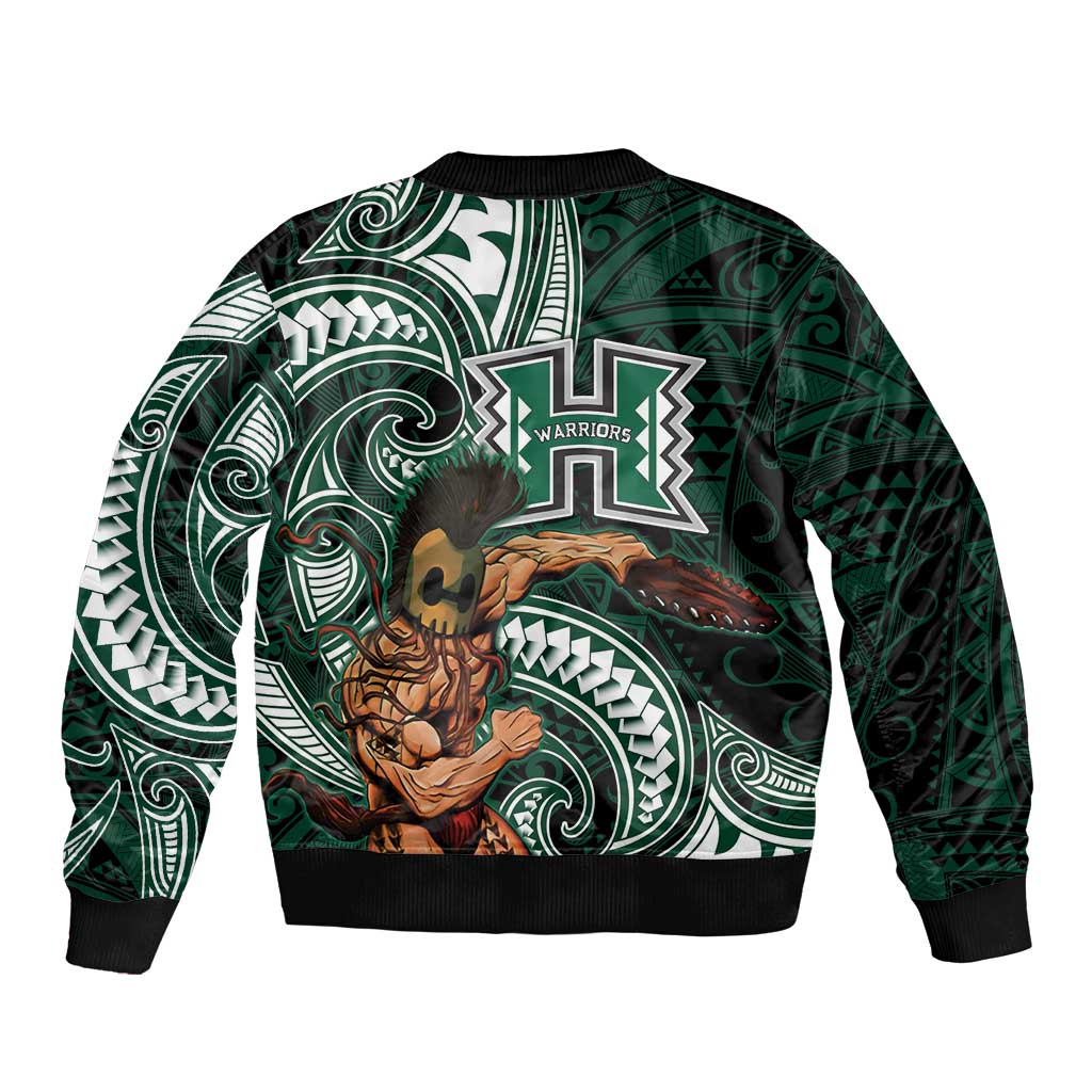 Hawaii Ikaika Warrior Football Bomber Jacket Polynesian Tribal Tattoo - Polynesian Pride