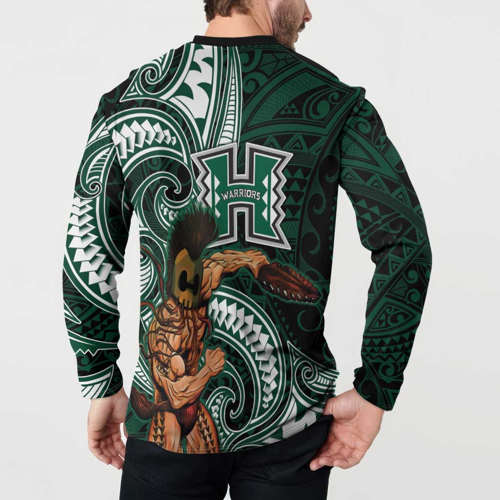 Hawaii Ikaika Warrior Football Button Sweatshirt Polynesian Tribal Tattoo - Polynesian Pride