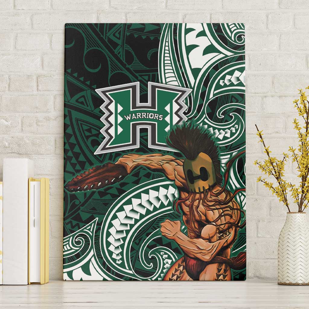 Hawaii Ikaika Warrior Football Canvas Wall Art Polynesian Tribal Tattoo - Polynesian Pride