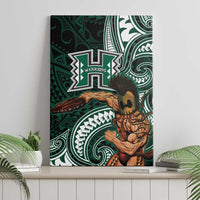 Hawaii Ikaika Warrior Football Canvas Wall Art Polynesian Tribal Tattoo - Polynesian Pride