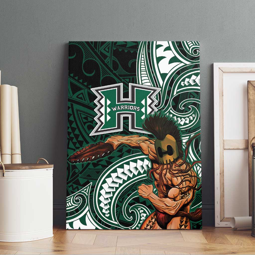 Hawaii Ikaika Warrior Football Canvas Wall Art Polynesian Tribal Tattoo - Polynesian Pride