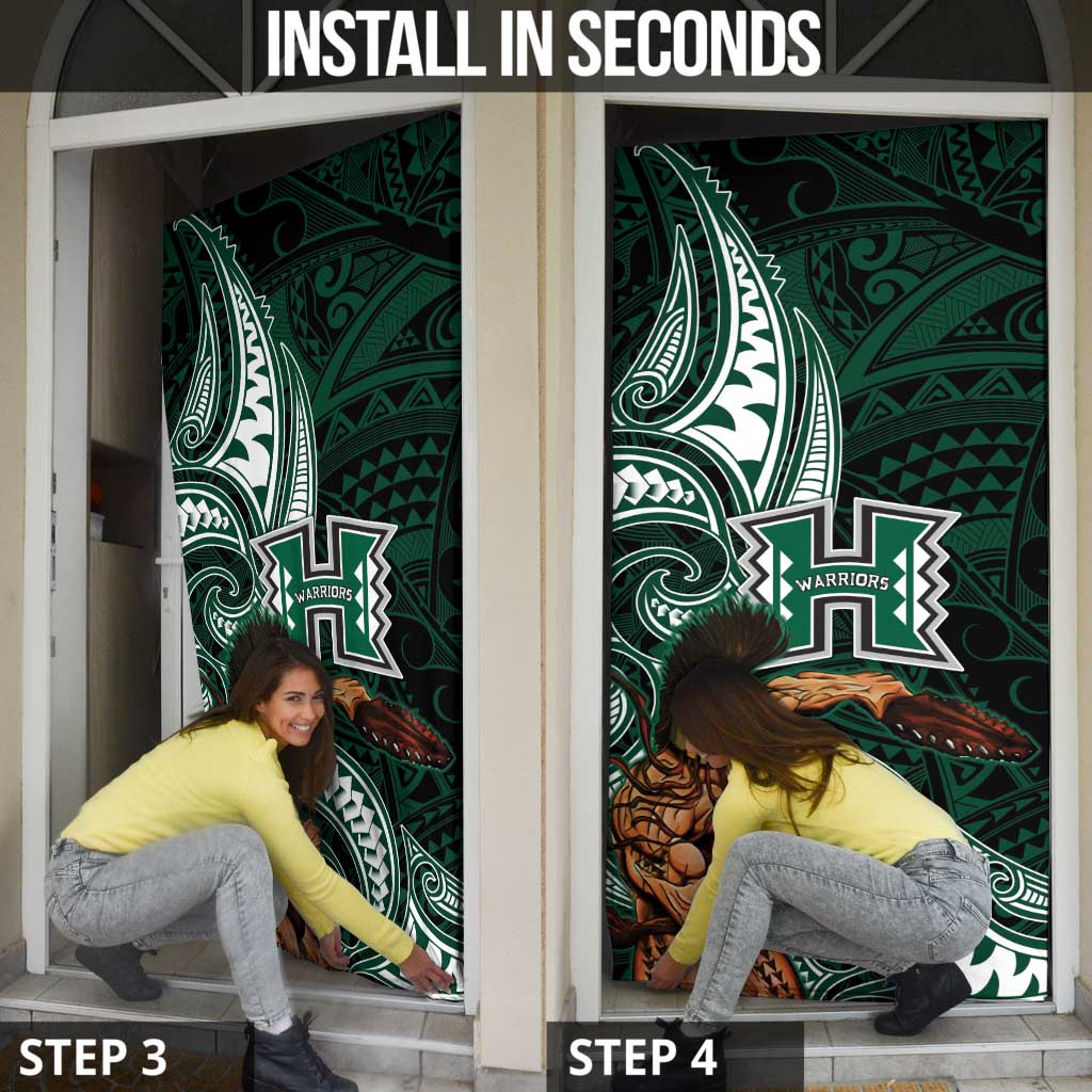 Hawaii Ikaika Warrior Football Door Cover Polynesian Tribal Tattoo - Polynesian Pride