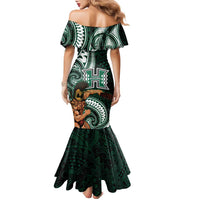 Hawaii Ikaika Warrior Football Family Matching Mermaid Dress and Hawaiian Shirt Polynesian Tribal Tattoo - Polynesian Pride