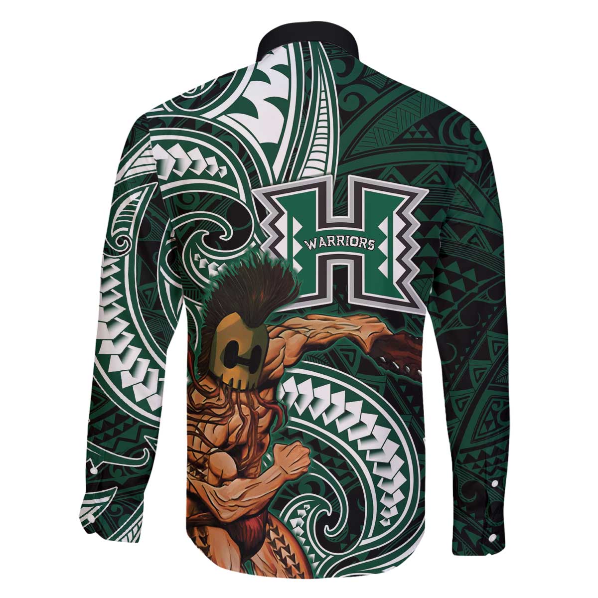 Hawaii Ikaika Warrior Football Family Matching Off The Shoulder Long Sleeve Dress and Hawaiian Shirt Polynesian Tribal Tattoo - Polynesian Pride
