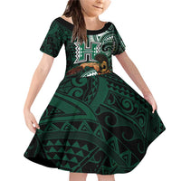 Hawaii Ikaika Warrior Football Family Matching Off Shoulder Short Dress and Hawaiian Shirt Polynesian Tribal Tattoo - Polynesian Pride