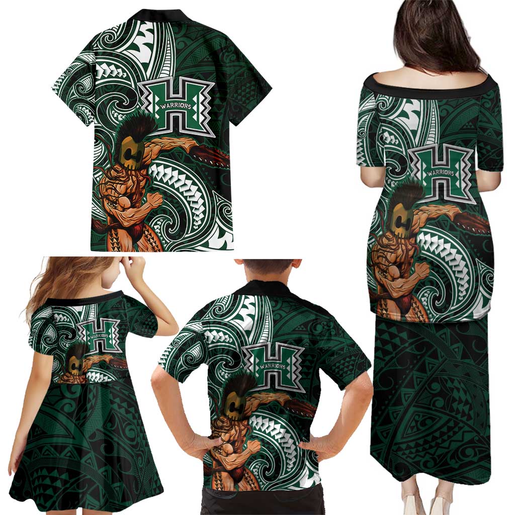 Hawaii Ikaika Warrior Football Family Matching Puletasi and Hawaiian Shirt Polynesian Tribal Tattoo - Polynesian Pride