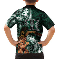 Hawaii Ikaika Warrior Football Family Matching Tank Maxi Dress and Hawaiian Shirt Polynesian Tribal Tattoo - Polynesian Pride