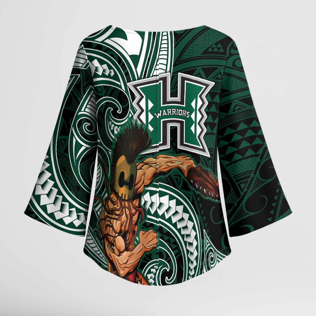 Hawaii Ikaika Warrior Football Kimono Sleeve Blouse Polynesian Tribal Tattoo - Polynesian Pride