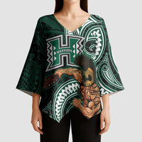 Hawaii Ikaika Warrior Football Kimono Sleeve Blouse Polynesian Tribal Tattoo - Polynesian Pride