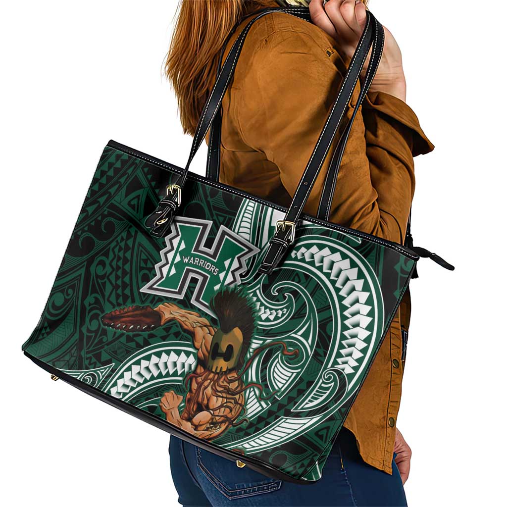Hawaii Ikaika Warrior Football Leather Tote Bag Polynesian Tribal Tattoo - Polynesian Pride