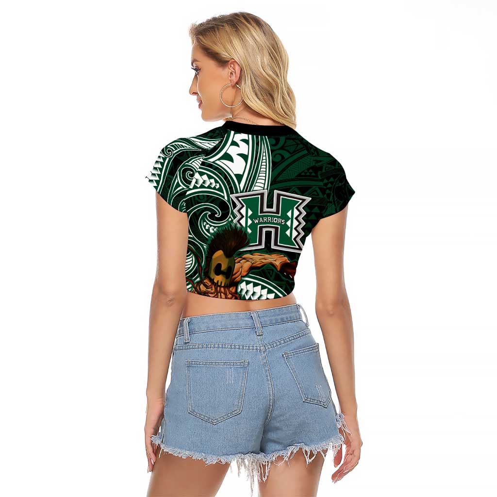 Hawaii Ikaika Warrior Football Raglan Cropped T Shirt Polynesian Tribal Tattoo - Polynesian Pride