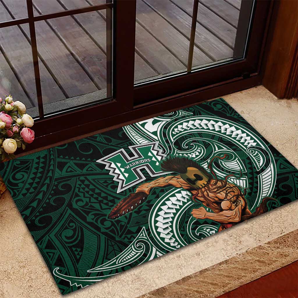 Hawaii Ikaika Warrior Football Rubber Doormat Polynesian Tribal Tattoo - Polynesian Pride