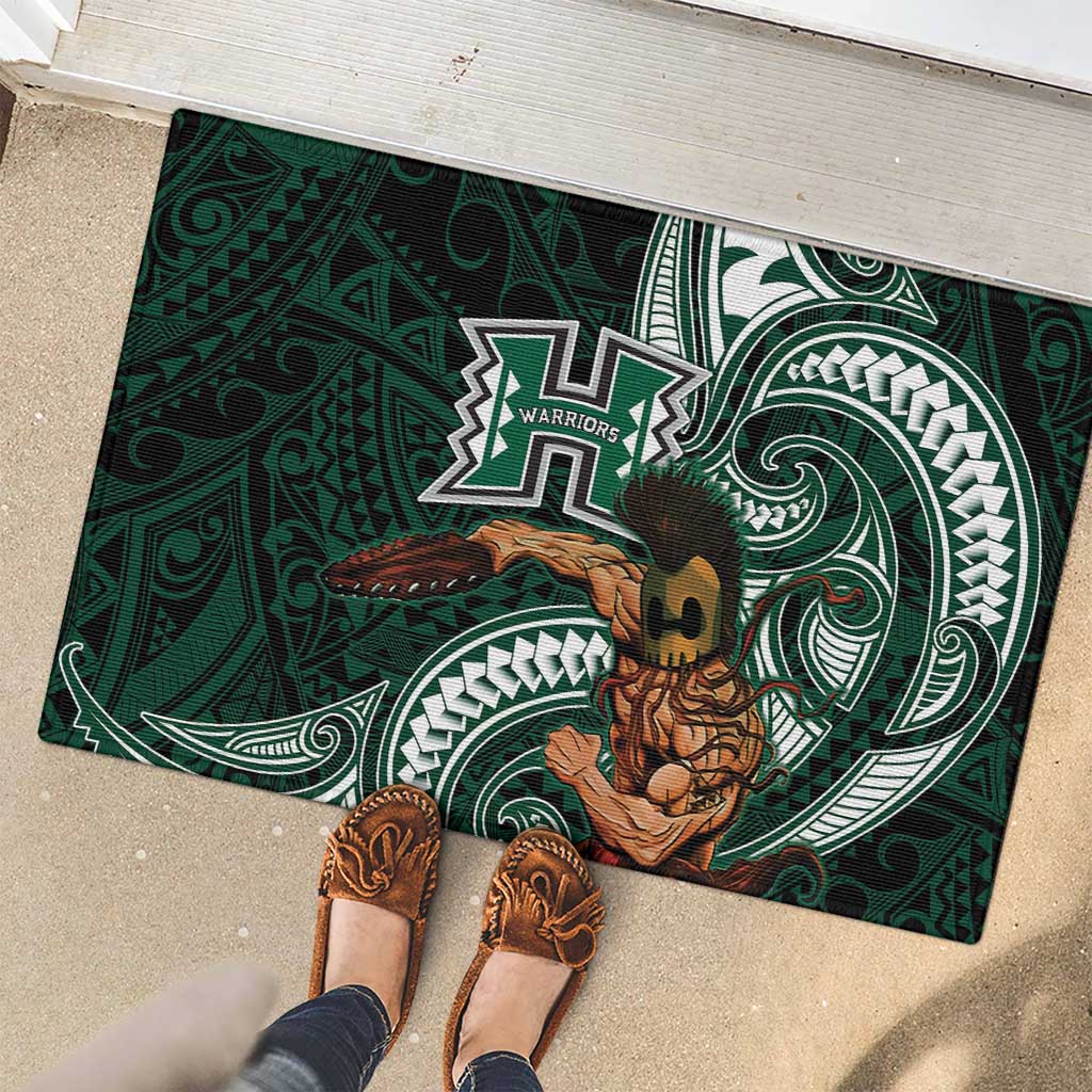 Hawaii Ikaika Warrior Football Rubber Doormat Polynesian Tribal Tattoo - Polynesian Pride