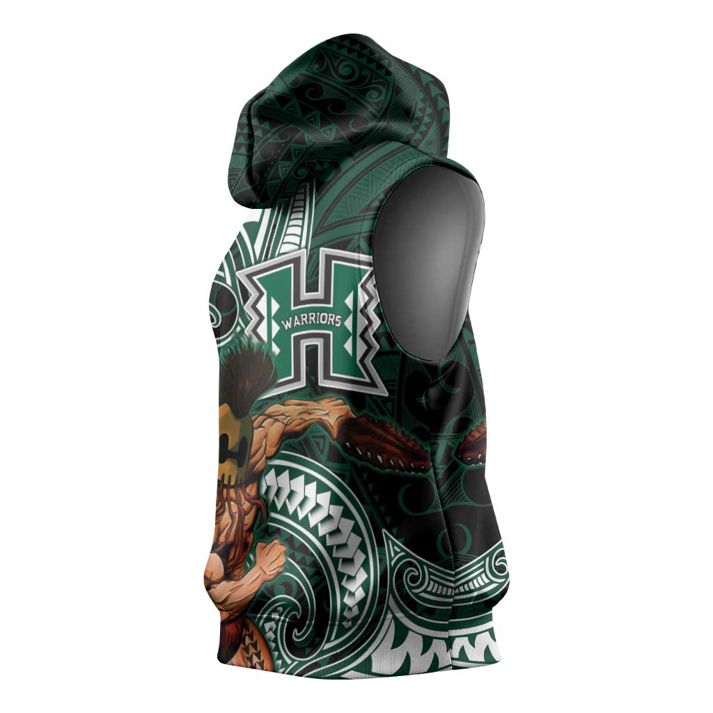 Hawaii Ikaika Warrior Football Sleeveless Hoodie Polynesian Tribal Tattoo - Polynesian Pride