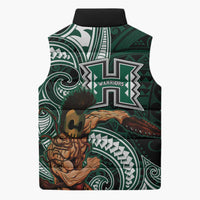 Hawaii Ikaika Warrior Football Sleeveless Puffer Jacket Polynesian Tribal Tattoo - Polynesian Pride