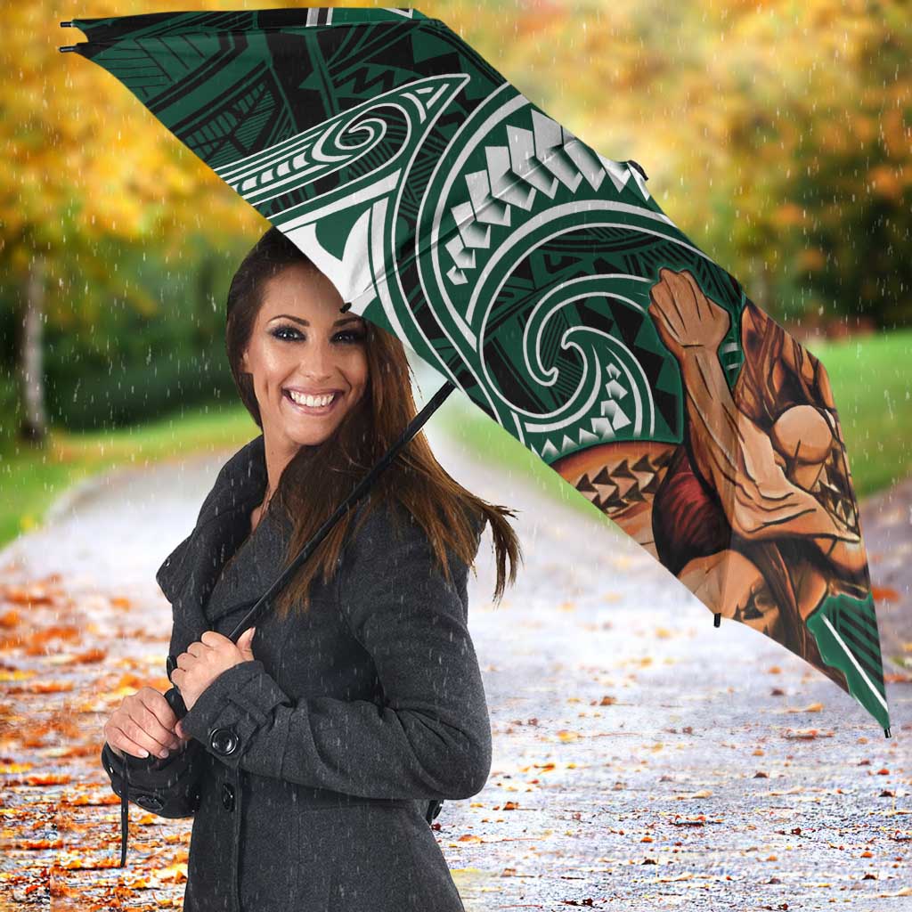 Hawaii Ikaika Warrior Football Umbrella Polynesian Tribal Tattoo - Polynesian Pride