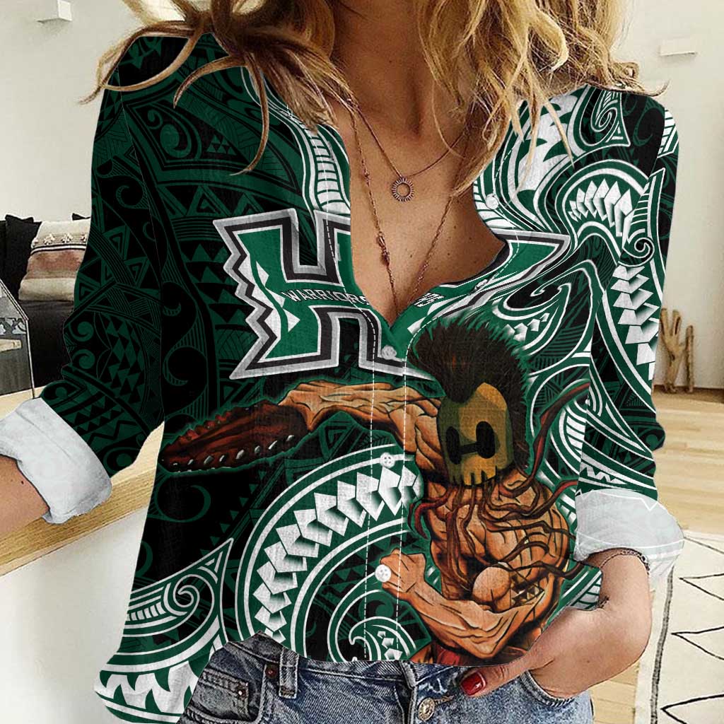 Hawaii Ikaika Warrior Football Women Casual Shirt Polynesian Tribal Tattoo LT05 Female Black - Polynesian Pride