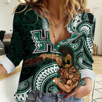 Hawaii Ikaika Warrior Football Women Casual Shirt Polynesian Tribal Tattoo LT05 Female Black - Polynesian Pride