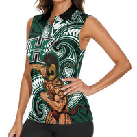 Hawaii Ikaika Warrior Football Women Sleeveless Polo Shirt Polynesian Tribal Tattoo - Polynesian Pride