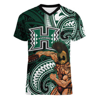 Hawaii Ikaika Warrior Football Women V-Neck T-Shirt Polynesian Tribal Tattoo - Polynesian Pride