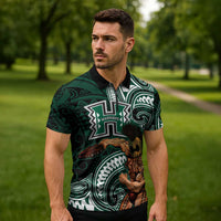 Hawaii Ikaika Warrior Football Zipper Polo Shirt Polynesian Tribal Tattoo - Polynesian Pride
